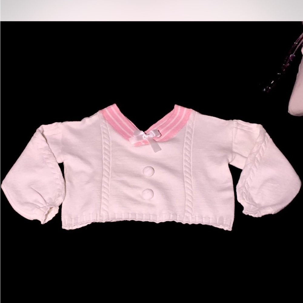 Pink and White Crop sweater Top